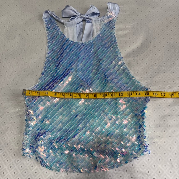 NEW FREE PEOPLE INTIMATELY DISCO FEVER SEQUIN AQUA PINK CAMI TOP MEDIUM - Picture 12 of 13